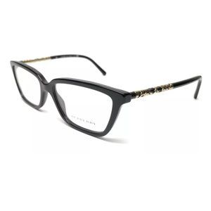 Burberry Women's Shiny Black and Gold Eyeglasses!